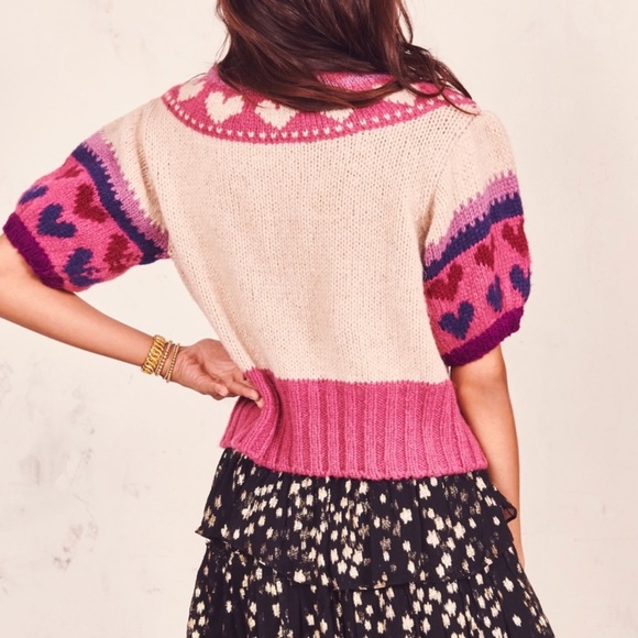 NWT LoveShackFancy Trinity Cardigan Sweater Alpaca Wool Blend in Prune - Picture 5 of 15